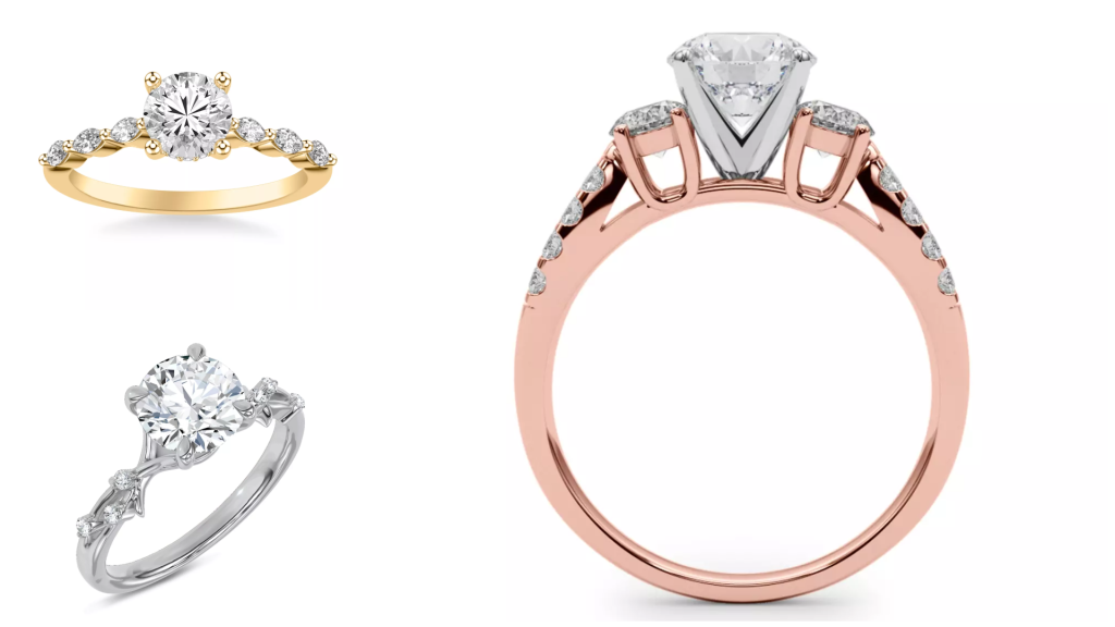 composite images of bestselling diamond rings from one of the best places to buy promise rings, displayed on a white background
