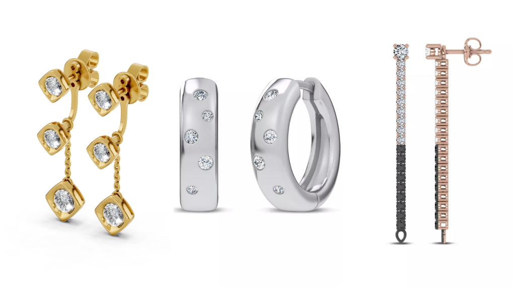 composite image of bestsellers from one of the best places to buy diamond earrings, displayed on a white background