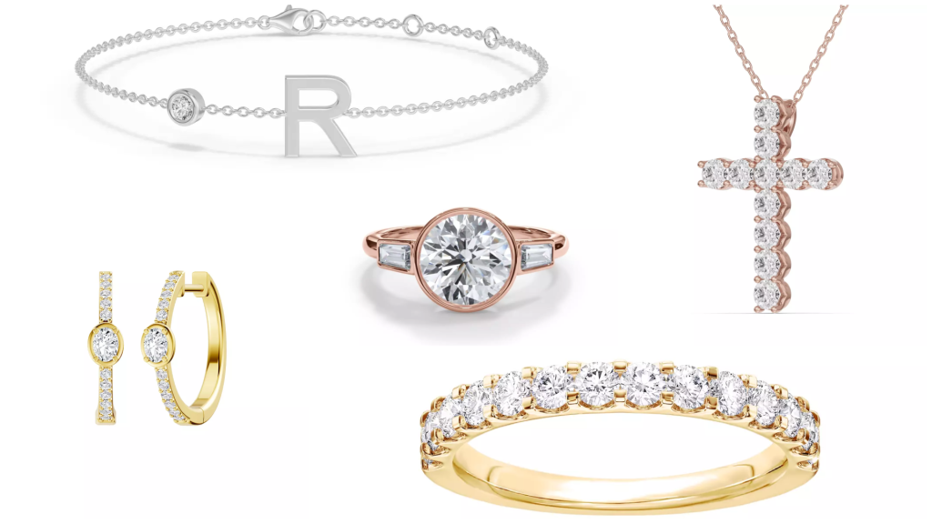 Composite image of best-selling jewelry pieces from one of the best online diamond jewelry stores. 