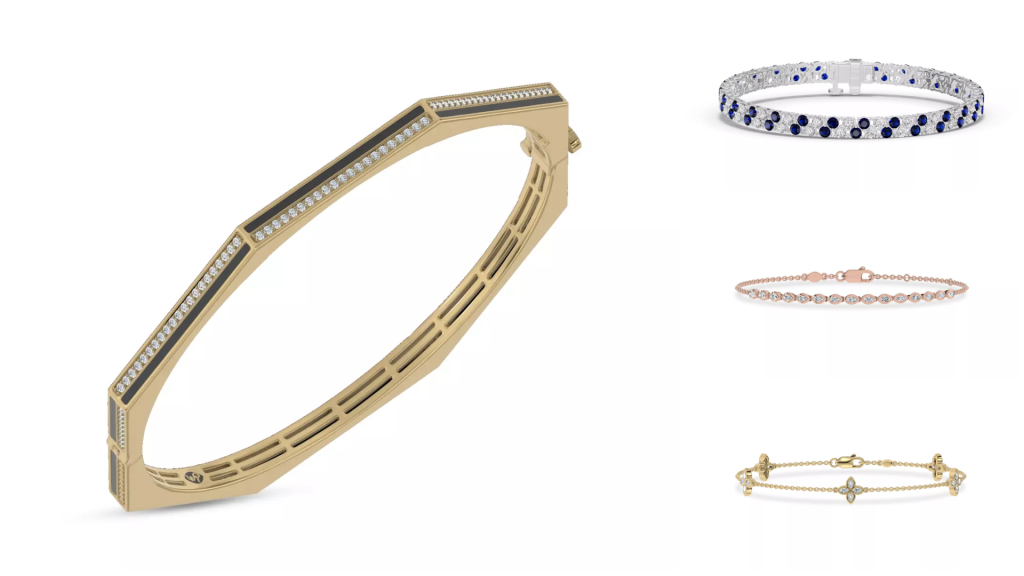 composite image of best-selling bracelet designs from one of the best places to buy diamond bracelets, displayed on a white background
