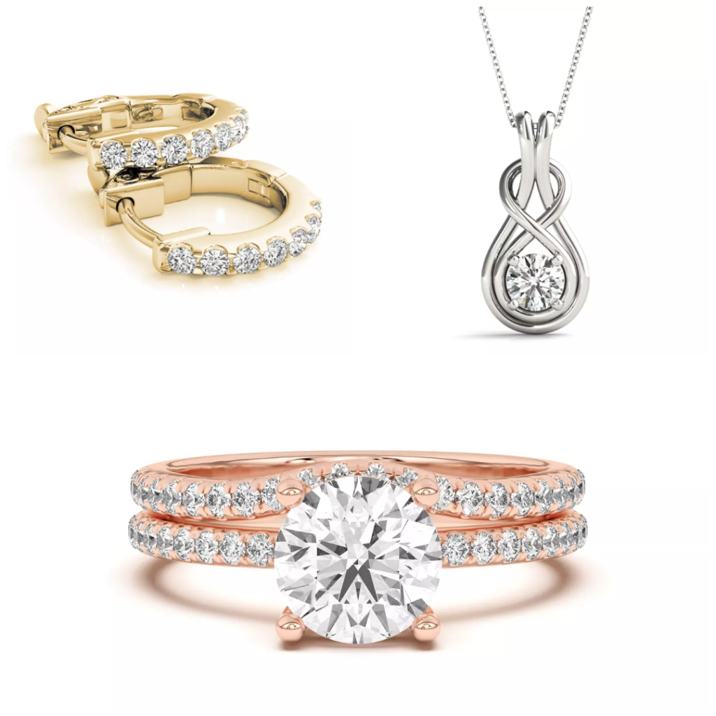 composite image of bestsellers from one of the best online strores for lab diamond jewelry